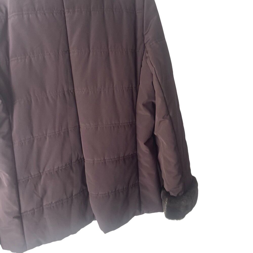 Jones New York Size XL Chocolate Brown Faux‎ Fur Lined Winter Coat - Picture 7 of 11